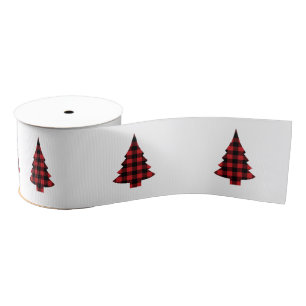 Buffalo Check Pine Trees Rustic  Grosgrain Ribbon