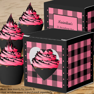 Buffalo Check - Pink and Black - Heart Favour Box