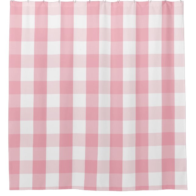 Buffalo Check Pink and White Shower Curtain (Front)