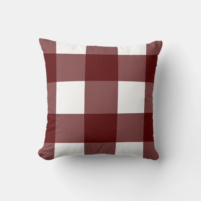 Buffalo Check Plaid, Burgundy Cushion (Front)