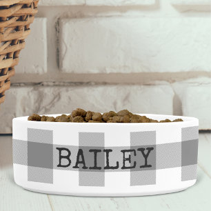 Buffalo Check Plaid Grey Farmhouse Personalised Bowl