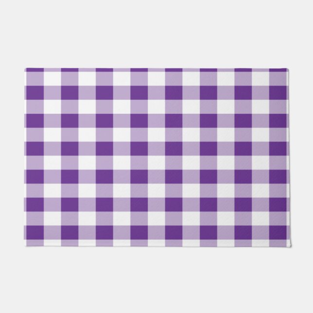 Buffalo Check Plaid Purple and White Doormat (Front)