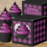 Buffalo Check - Purple and Black - Heart Favour Bo Favour Box<br><div class="desc">Heart purple and black buffalo check favour box. Text on the back of the box is customisable. If you use the 'edit design' button/tool,  you can also add your own images/photos. Other colorways available.

See the Collection of all box sizes & buffalo check colours here:
https://www.zazzle.com/collections/boxes_product_promotional_gift_buffalo_check-119842043554925619</div>