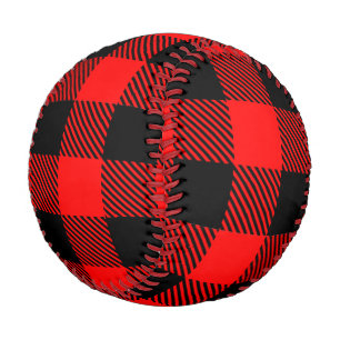 Buffalo Check Red and Black Lumberjack Plaid Decor Baseball