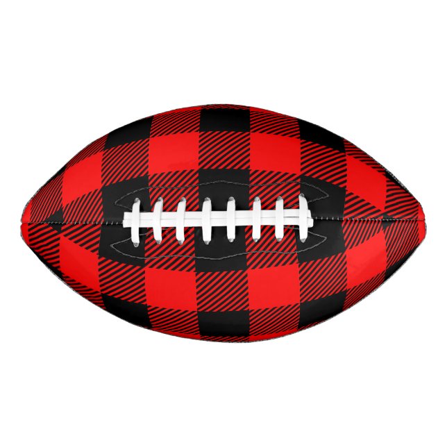 Buffalo Check Red and Black Lumberjack Plaid Decor Football (Front)