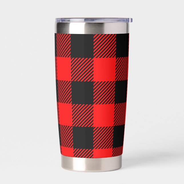Buffalo Check Red and Black Lumberjack Plaid Decor Insulated Tumbler (Left)