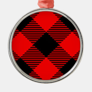 Buffalo Check Red and Black Lumberjack Plaid Decor Metal Tree Decoration