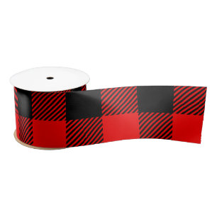 Buffalo Check Red and Black Lumberjack Plaid Decor Satin Ribbon