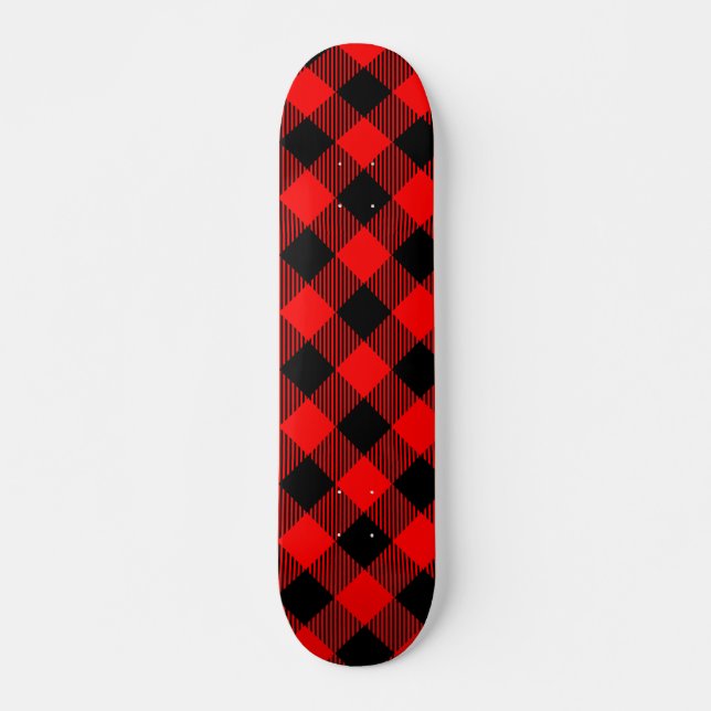 Buffalo Check Red and Black Lumberjack Plaid Decor Skateboard (Front)