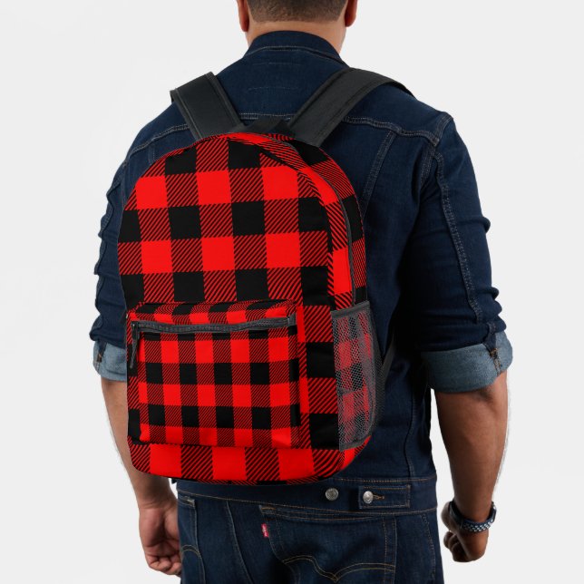 Buffalo Check Red and Black Lumberjack Plaid on a Printed Backpack (Insitu (Model))