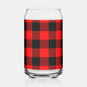 Buffalo Check Red & Black Lumberjack Plaid Decor Can Glass
