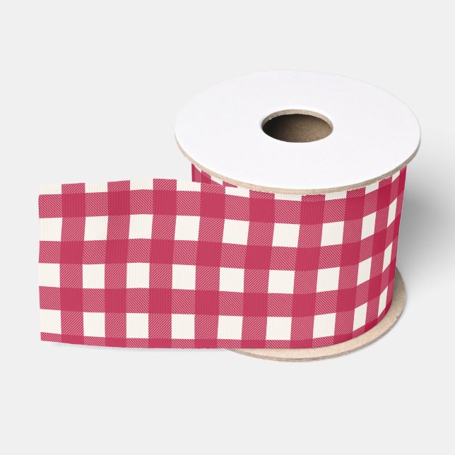 Buffalo Check Red Grosgrain Simple Christmas Ribbon (Spool)