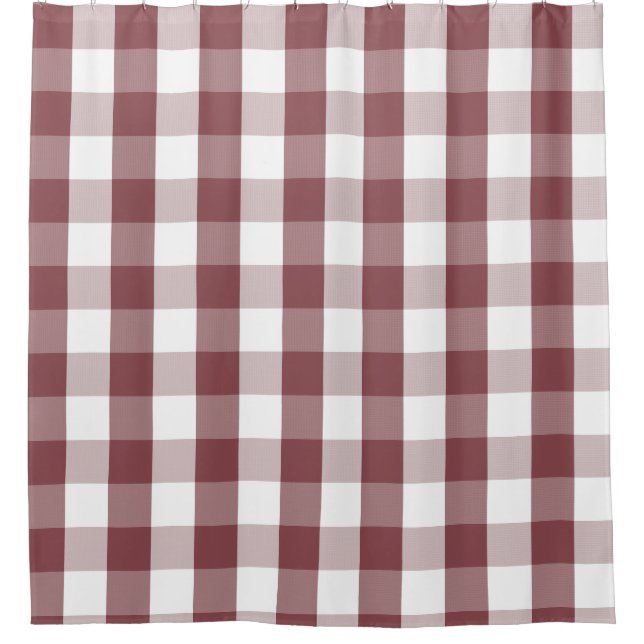 Buffalo Check Rustic Red and White Shower Curtain (Front)