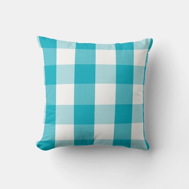 Buffalo Check - scuba blue Throw Pillow (Front)