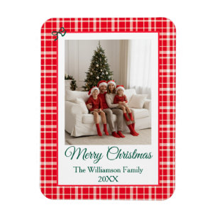 Buffalo Check Style Photo Frame Merry Christmas Magnet