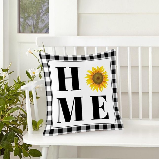 Buffalo check sunflower "Home"  Cushion (Creator Uploaded)