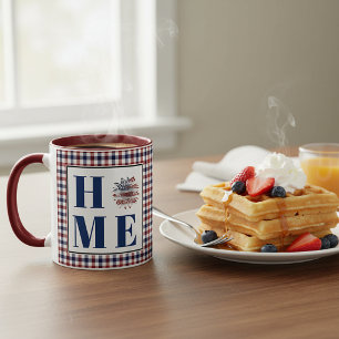 Buffalo check sunflower "Home" Mug