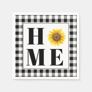 Buffalo check sunflower "Home"   Napkin
