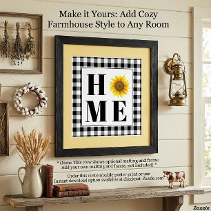 Buffalo check sunflower "Home" Poster