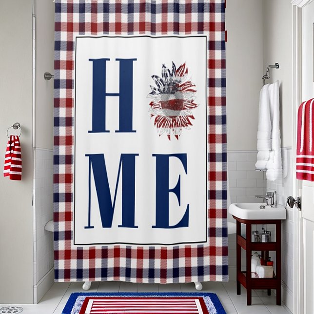 Buffalo check sunflower "Home"  Shower Curtain (Creator Uploaded)