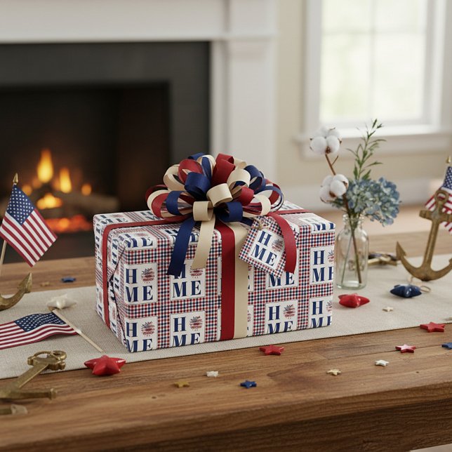 Buffalo check sunflower "Home"  Wrapping Paper (Creator Uploaded)