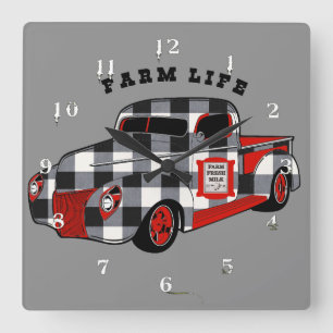 Buffalo Check Truck Square Wall Clock