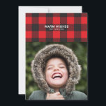 Buffalo Check Warm Wishes Christmas Photo Card<br><div class="desc">Buffalo check is the symbol of cosy,  winter days - snuggled up by the fire. Wish your friends and family happy holidays with this plaid holiday photo card. The combination of red and black works well with a wide variety of family photos.</div>