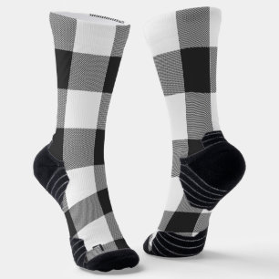 Buffalo Check White and Black Squares Plaid Socks