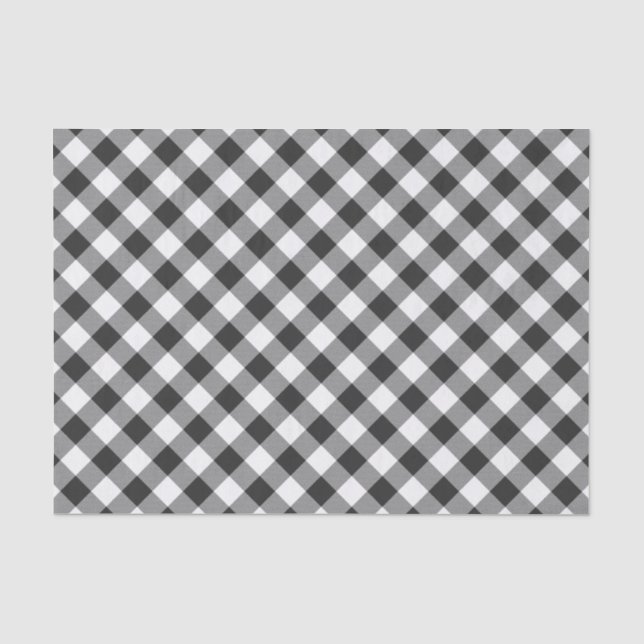 Buffalo Check White and Black Squares Plaid Tissue Paper (Front)