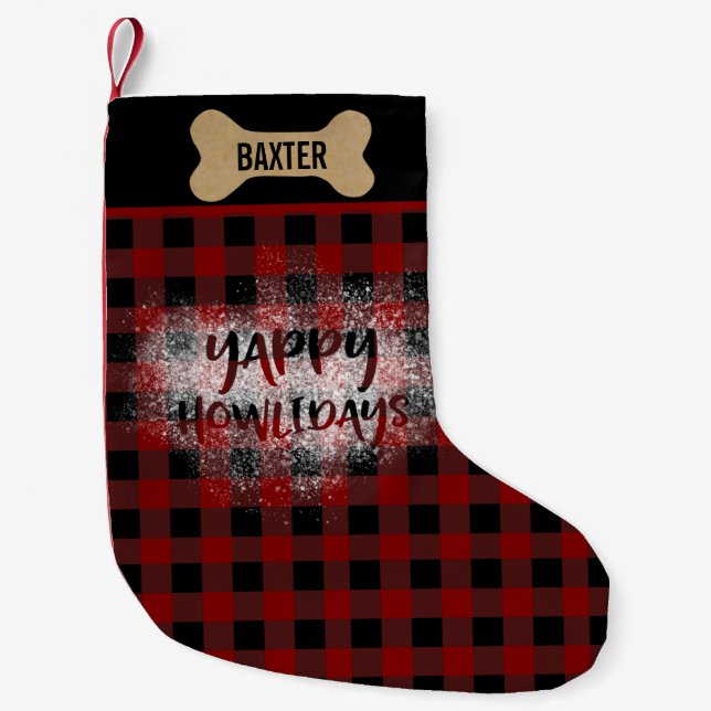 Buffalo Check YAPPY HOWLIDAYS Small Christmas Stocking (Front)