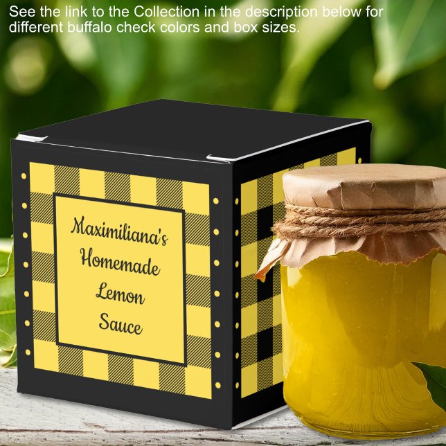 Buffalo Check - Yellow and Black - Classic Favour Box (Buffalo Check - Yellow and Black - Classic Favor Boxes by Leapfroglisics Shop)