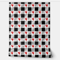 Buffalo Checks and Rooster Pattern Red Black White