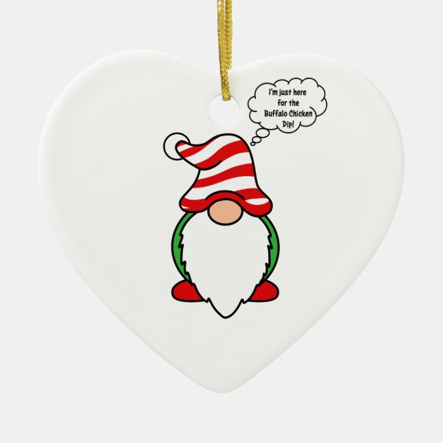 Buffalo chicken dip gnome ceramic tree decoration (Front)