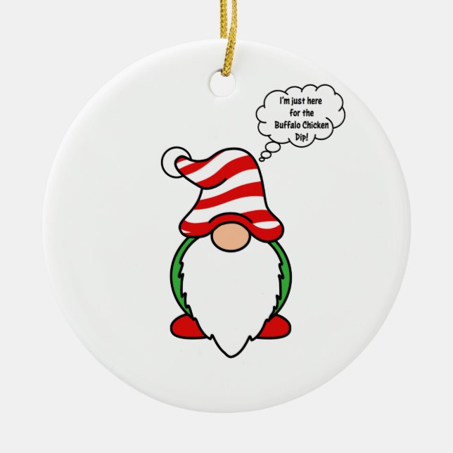 Buffalo chicken dip gnome ceramic tree decoration (Front)