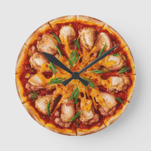 Buffalo Chicken Pizza Round Clock