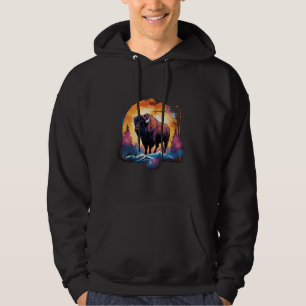 Buffalo Colourful Wildlife Artwork Bison Animal Ar Hoodie