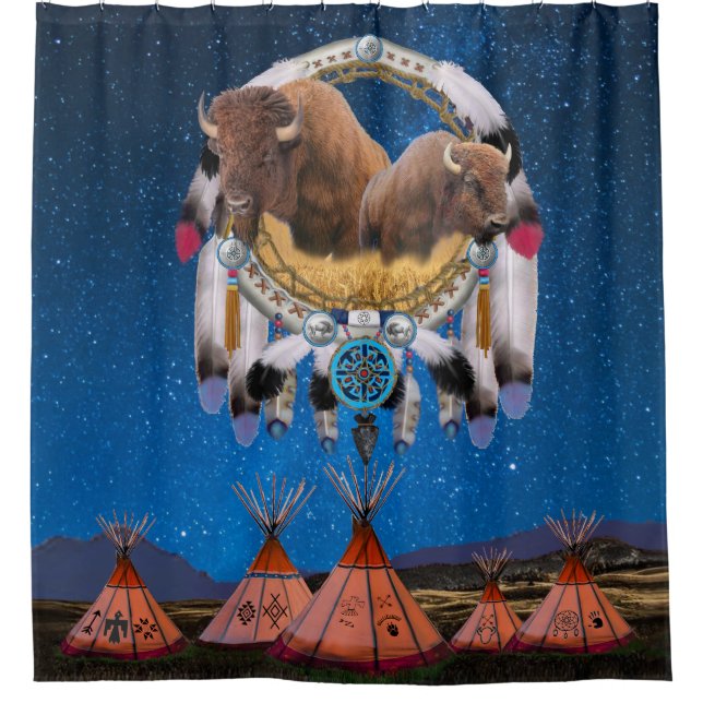 BUFFALO DREAM CATCHER SHOWER CURTAIN (Front)