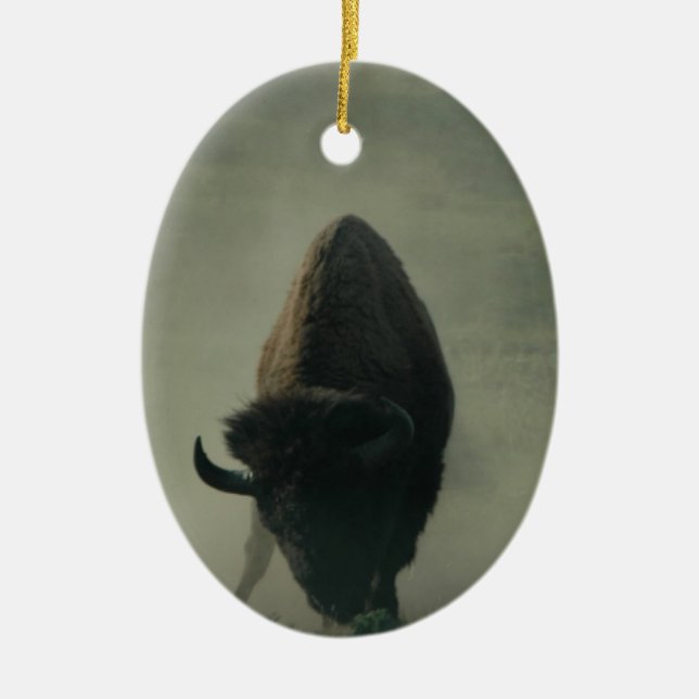 Buffalo  "eat my dust" ceramic tree decoration (Front)