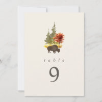 Buffalo Foliage Autumn Wedding Table Number