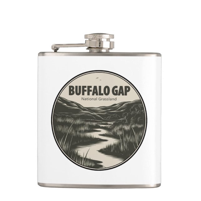 Buffalo Gap National Grassland Stream Hip Flask (Front)