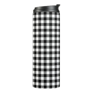 Buffalo Gingham Black And White Check Plaid Thermal Tumbler