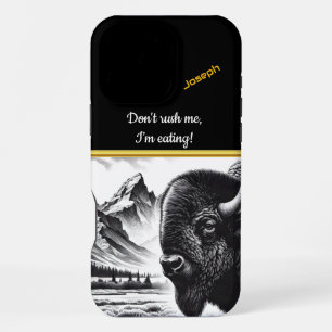 Buffalo Grazing by Rugged Mountains iPhone 16 Pro Max Case