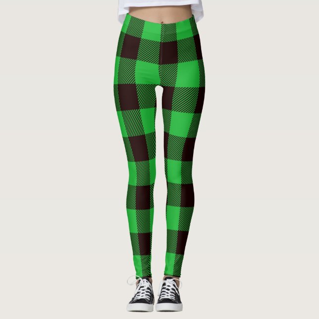 Buffalo green black plaid leggings (Front)