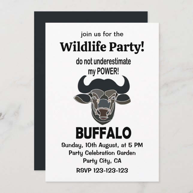 Buffalo Head Bison Animal Buffalo Invitation (Front/Back)