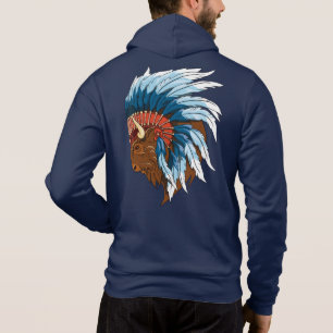 Buffalo Head With indian Headdress Hoodie