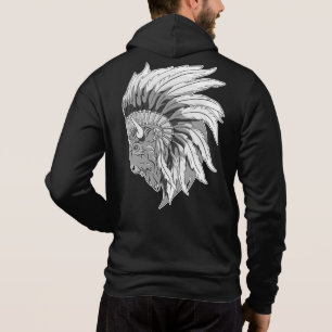 Buffalo Head With indian Headdress Hoodie