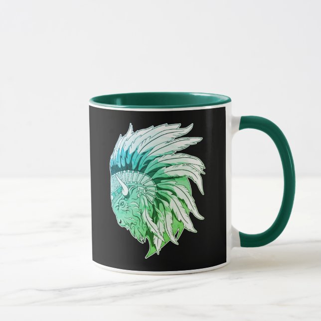 Buffalo Head With indian Headdress Mug (Right)