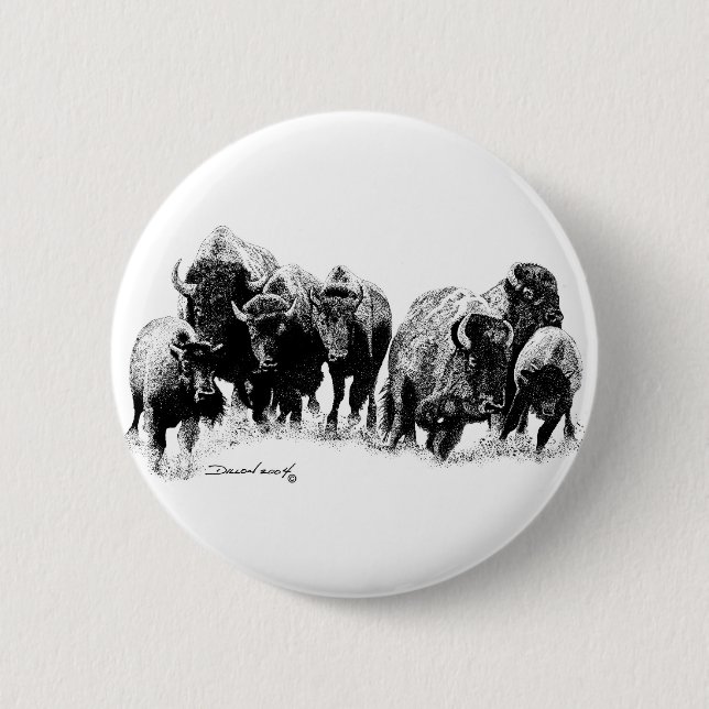 Buffalo Herd 6 Cm Round Badge (Front)