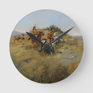 Buffalo Hunt, 1891 (oil on canvas) Round Clock