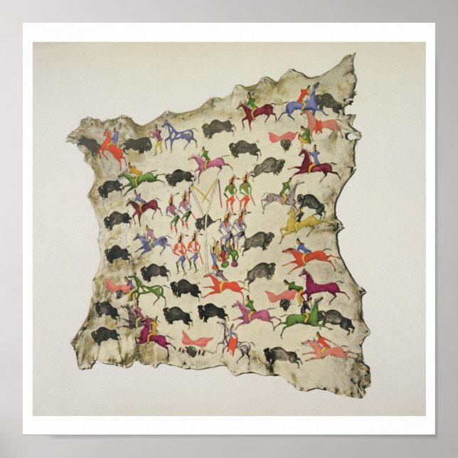 Buffalo hunt (pigment on elk-skin) poster (Front)